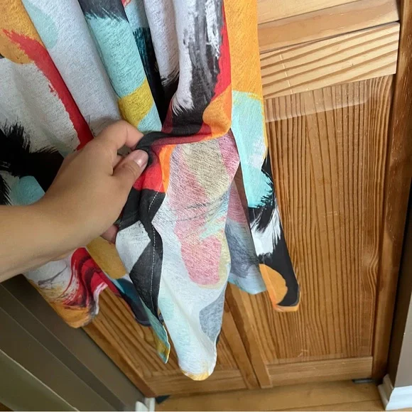 Zara Multicolor Abstract Print Women's Dress size Large Sheer - Picture 3 of 10